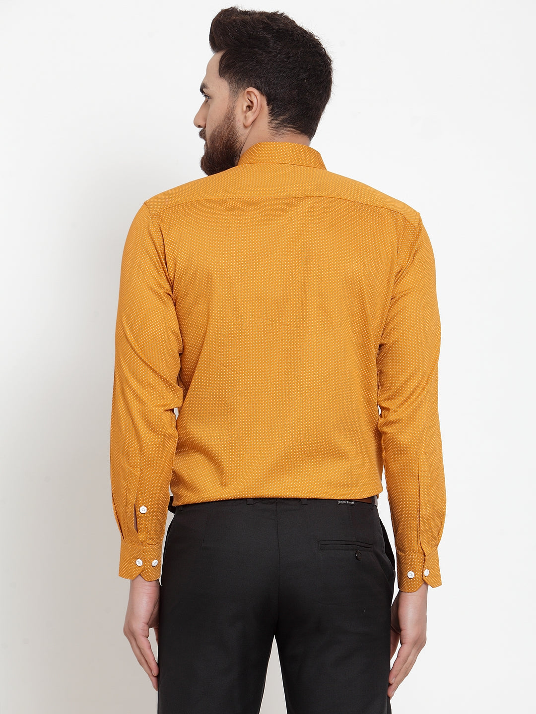 Jainish Yellow Men's Cotton Polka Dots Formal Shirts ( SF 736Mustard ) - Distacart