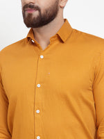 Thumbnail for Jainish Yellow Men's Cotton Polka Dots Formal Shirts ( SF 736Mustard ) - Distacart