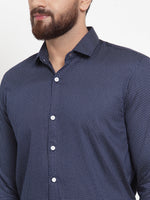 Thumbnail for Jainish Navy Men's Cotton Polka Dots Formal Shirts ( SF 736Navy ) - Distacart