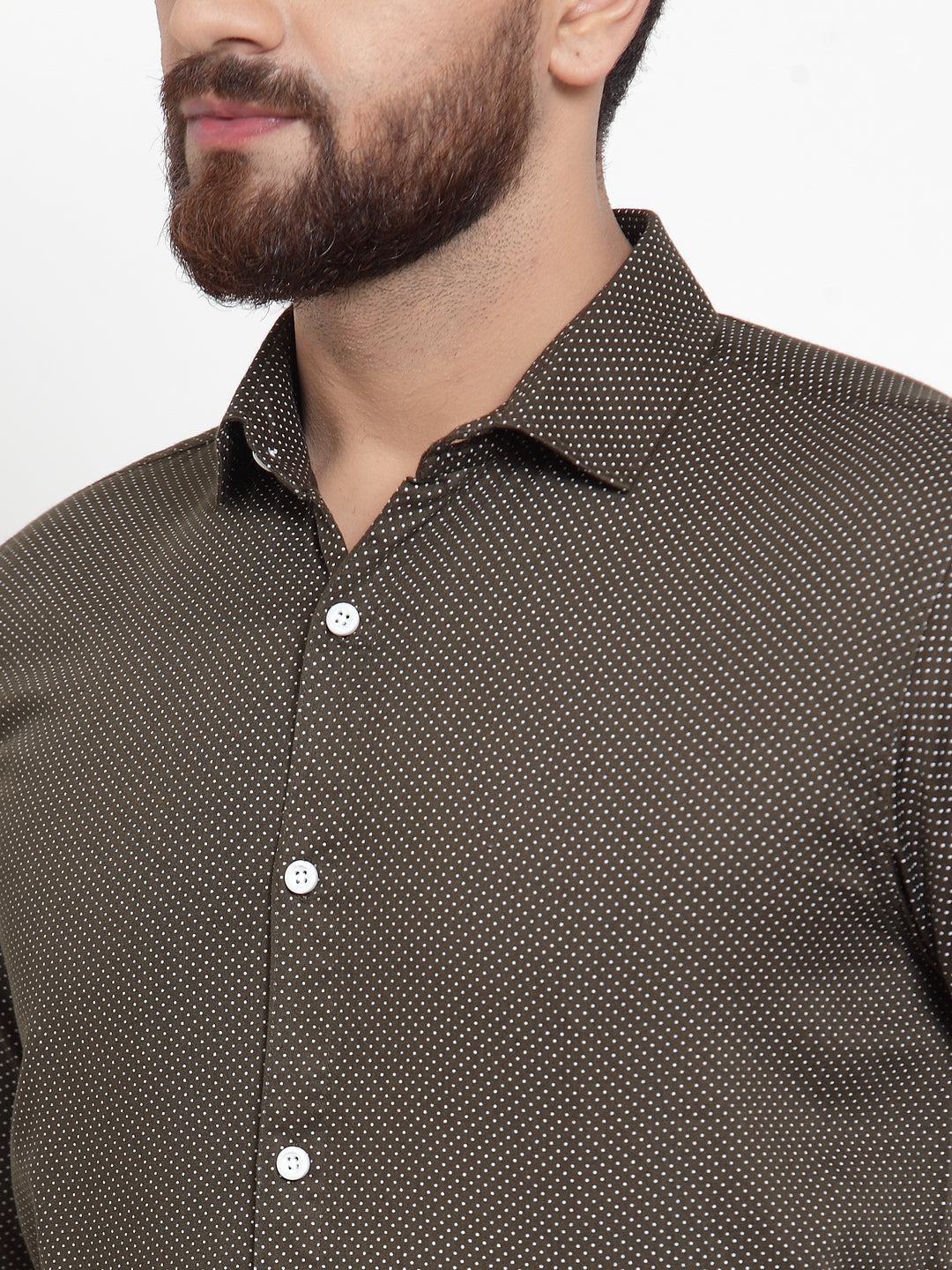 Jainish Olive Men's Cotton Polka Dots Formal Shirts ( SF 736Olive ) - Distacart