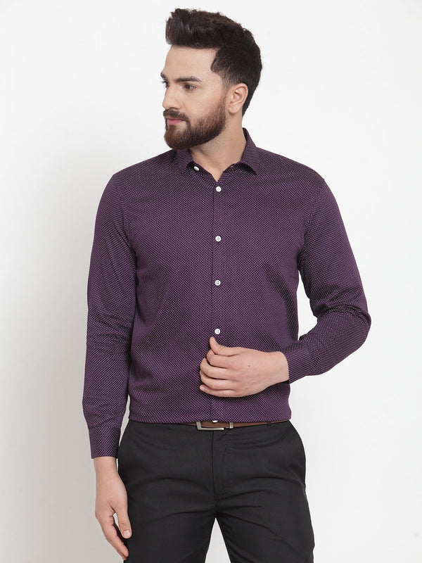 Jainish Purple Men's Cotton Polka Dots Formal Shirts ( SF 736Purple ) - Distacart