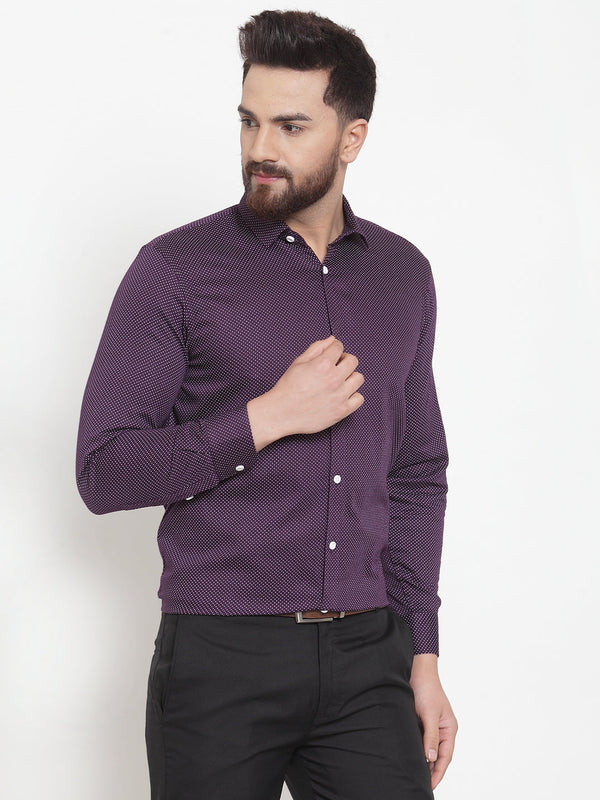 Jainish Purple Men's Cotton Polka Dots Formal Shirts ( SF 736Purple ) - Distacart