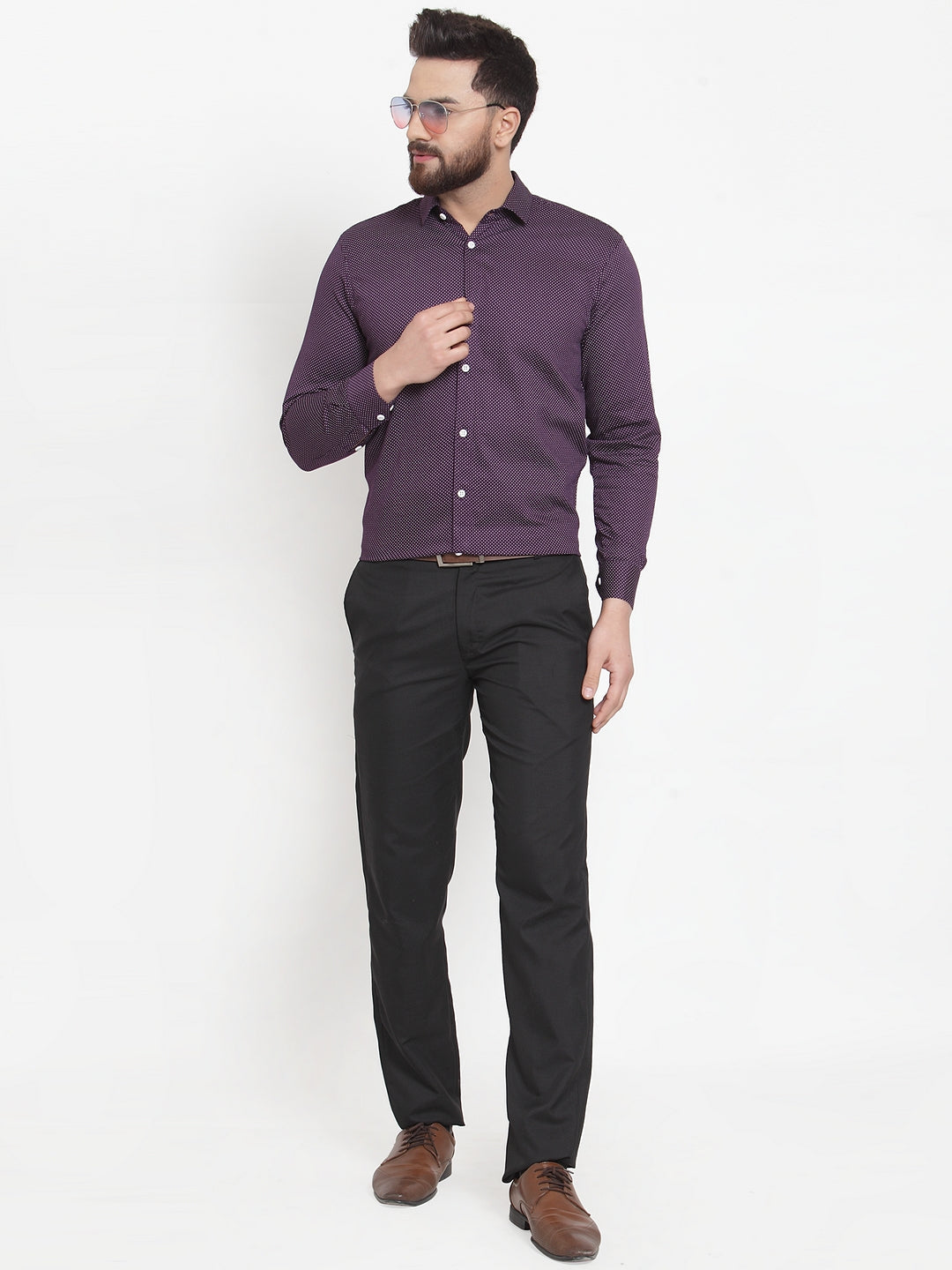 Jainish Purple Men's Cotton Polka Dots Formal Shirts ( SF 736Purple ) - Distacart