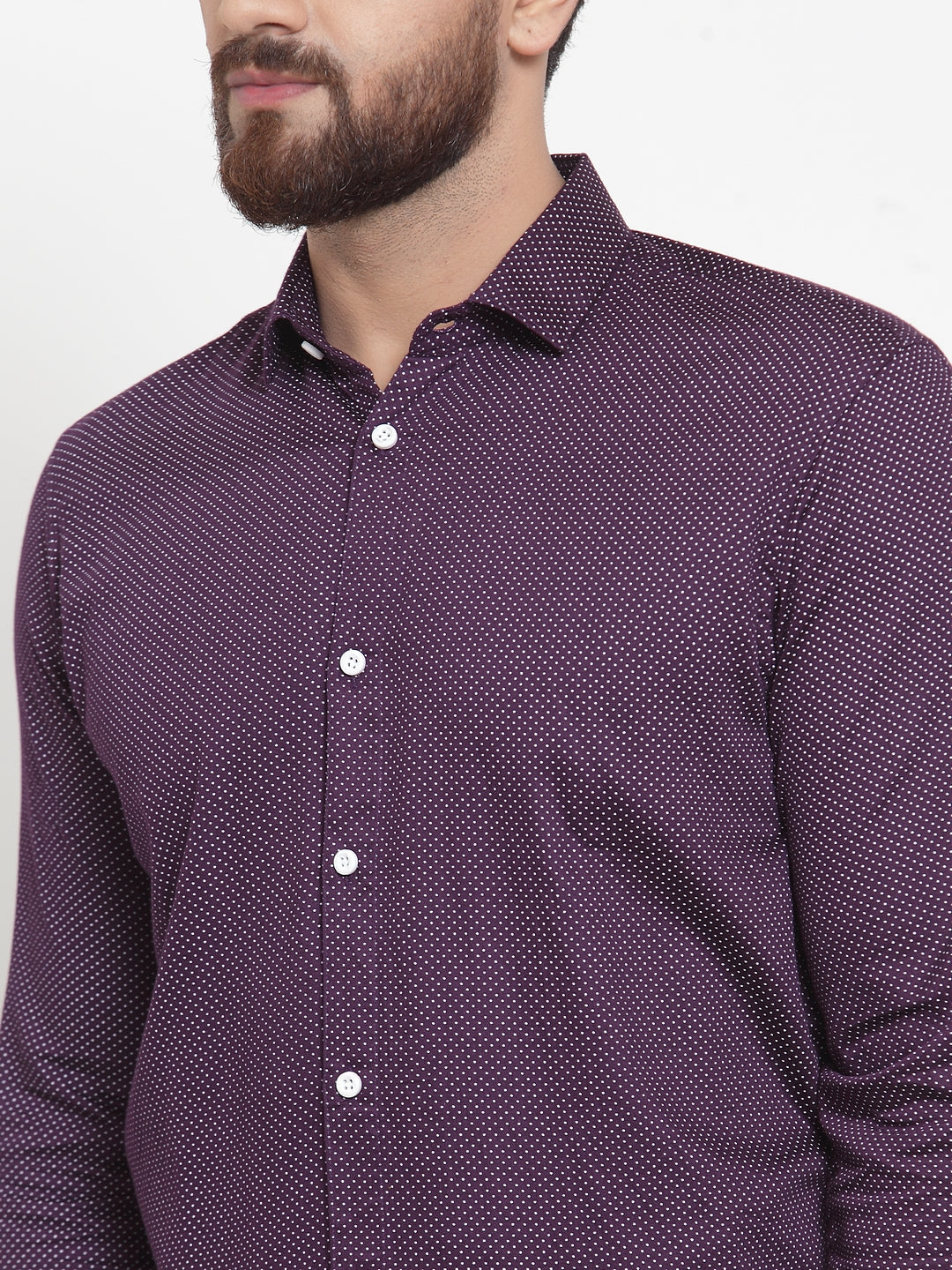 Jainish Purple Men's Cotton Polka Dots Formal Shirts ( SF 736Purple ) - Distacart