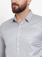 Thumbnail for Jainish Grey Men's Cotton Stiped Formal Shirts ( SF 737Grey ) - Distacart