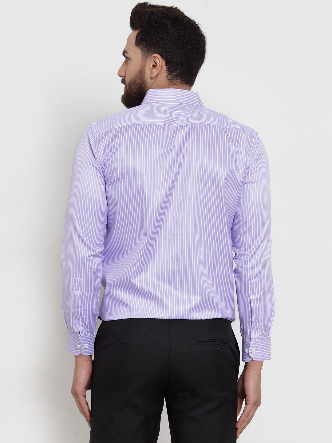 Jainish Purple Men's Cotton Stiped Formal Shirts ( SF 737Light-Purple ) - Distacart