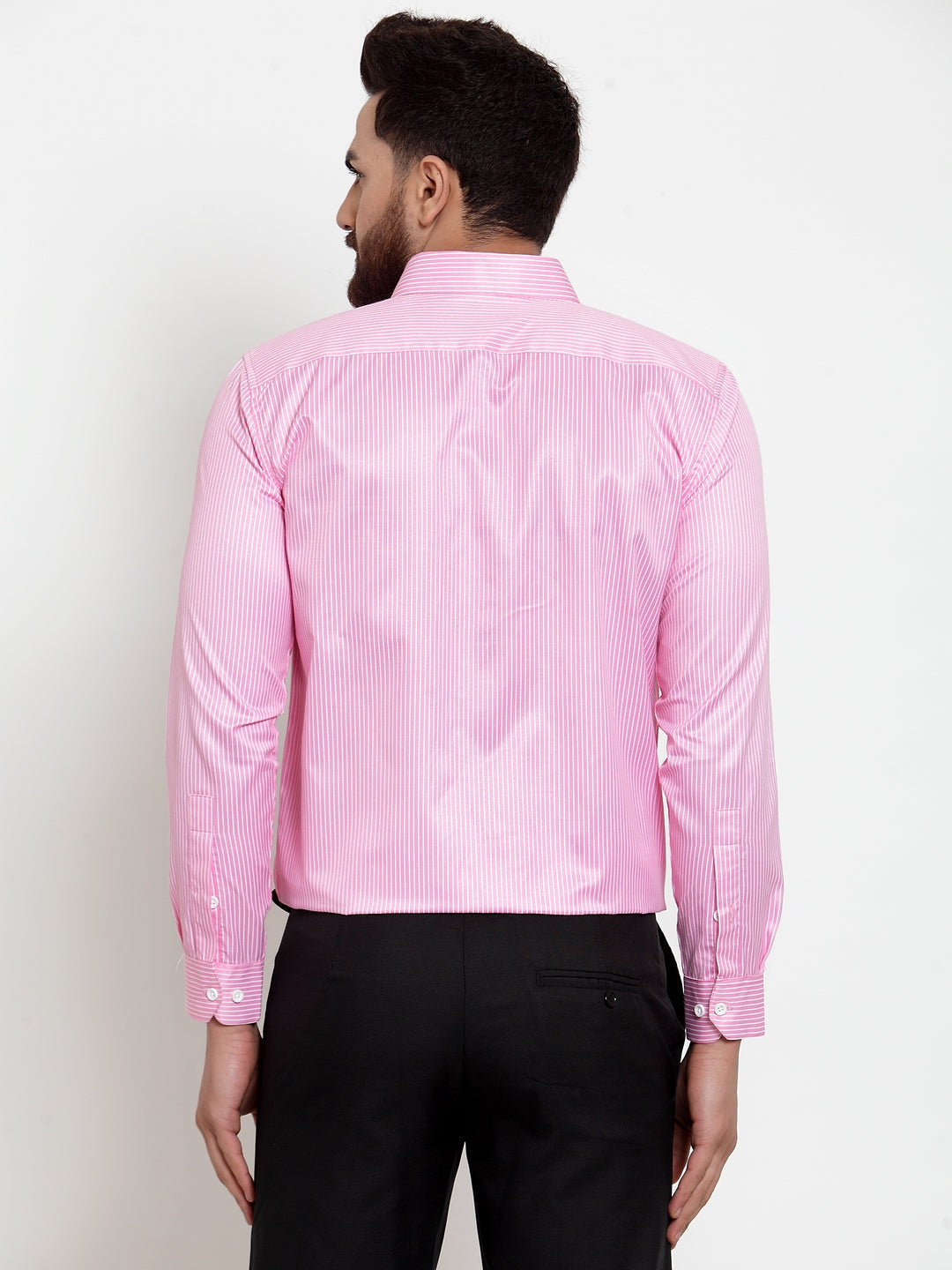 Jainish Pink Men's Cotton Stiped Formal Shirts ( SF 737Pink ) - Distacart