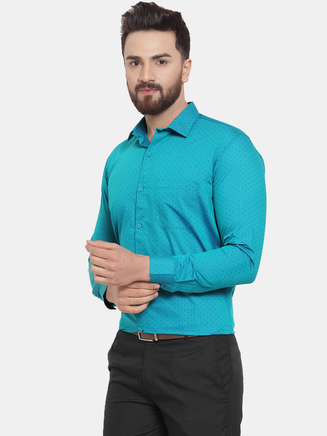 Jainish Green Men's Cotton Polka Dots Formal Shirts ( SF 739Green ) - Distacart