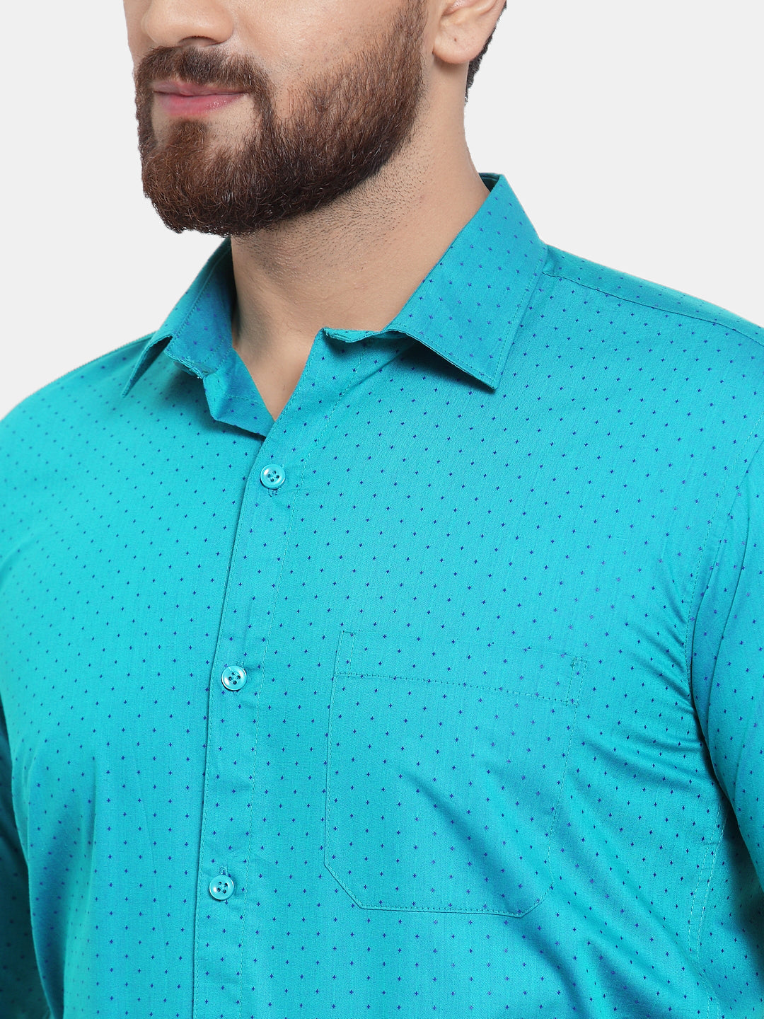 Jainish Green Men's Cotton Polka Dots Formal Shirts ( SF 739Green ) - Distacart