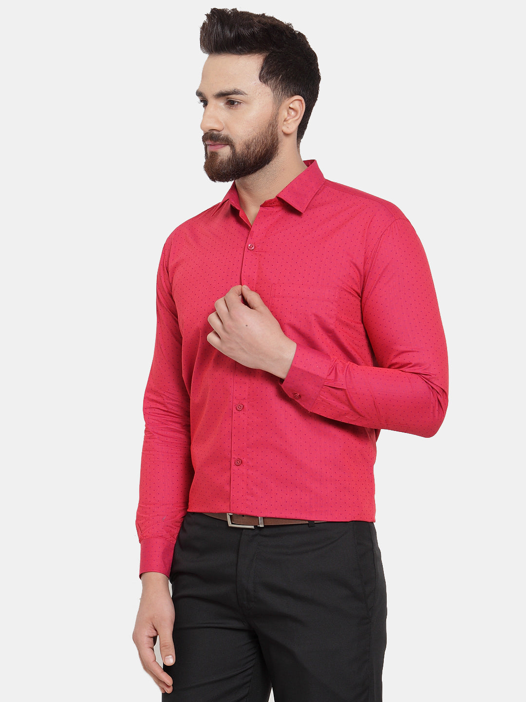 Jainish Red Men's Cotton Polka Dots Formal Shirts ( SF 739Red ) - Distacart