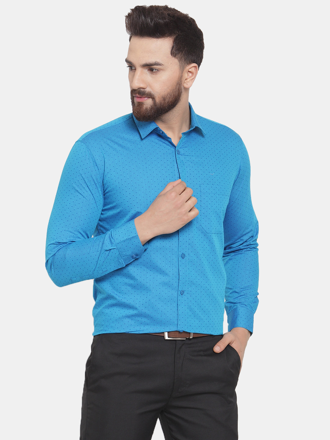 Jainish Blue Men's Cotton Polka Dots Formal Shirts ( SF 739Sky ) - Distacart