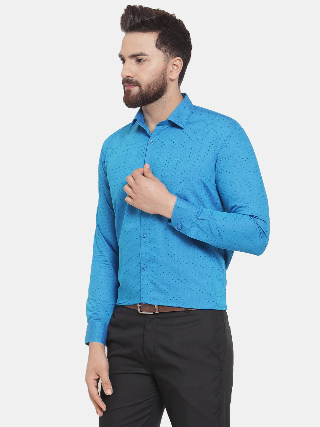 Jainish Blue Men's Cotton Polka Dots Formal Shirts ( SF 739Sky ) - Distacart