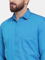 Thumbnail for Jainish Blue Men's Cotton Polka Dots Formal Shirts ( SF 739Sky ) - Distacart