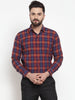 Jainish Multi Men's Cotton Checked Formal Shirts ( SF 741Blue-Red ) - Distacart