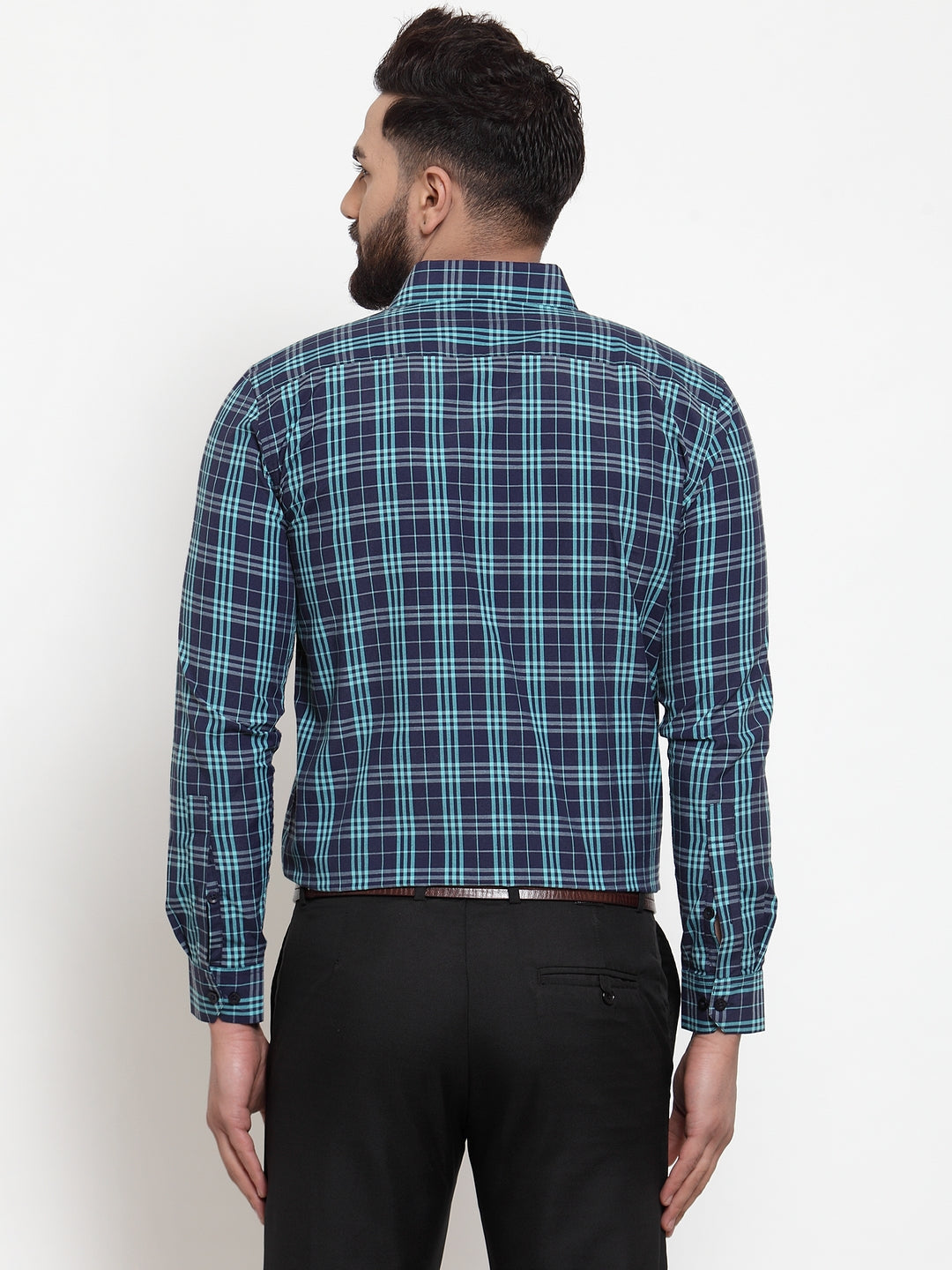 Jainish Green Men's Cotton Checked Formal Shirts ( SF 741Green ) - Distacart