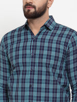 Thumbnail for Jainish Green Men's Cotton Checked Formal Shirts ( SF 741Green ) - Distacart
