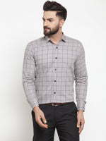 Thumbnail for Jainish Grey Men's Cotton Checked Formal Shirts ( SF 742Grey ) - Distacart