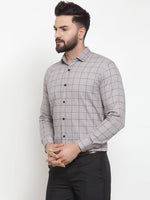 Thumbnail for Jainish Grey Men's Cotton Checked Formal Shirts ( SF 742Grey ) - Distacart