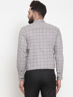 Thumbnail for Jainish Grey Men's Cotton Checked Formal Shirts ( SF 742Grey ) - Distacart