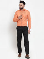 Thumbnail for Jainish Orange Men's Cotton Checked Formal Shirts ( SF 742Orange ) - Distacart