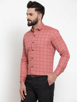 Thumbnail for Jainish Peach Men's Cotton Checked Formal Shirts ( SF 742Peach ) - Distacart