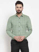 Thumbnail for Jainish Green Men's Cotton Checked Formal Shirts ( SF 742Pista ) - Distacart