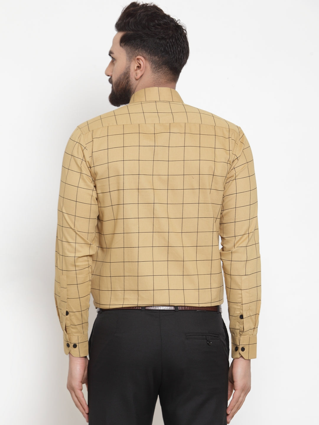 Jainish Beige Men's Cotton Checked Formal Shirts ( SF 742Rust ) - Distacart