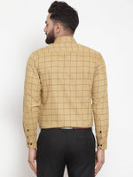 Thumbnail for Jainish Beige Men's Cotton Checked Formal Shirts ( SF 742Rust ) - Distacart