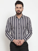 Thumbnail for Jainish Grey Men's Cotton Striped Formal Shirts ( SF 744Grey ) - Distacart