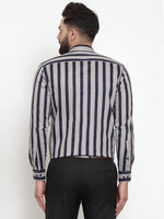 Thumbnail for Jainish Grey Men's Cotton Striped Formal Shirts ( SF 744Grey ) - Distacart