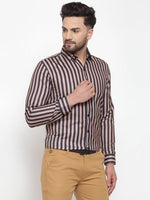 Thumbnail for Jainish Black Men's Cotton Striped Formal Shirts ( SF 744Multi-Black ) - Distacart