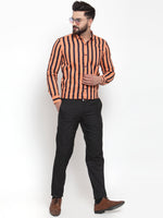 Thumbnail for Jainish Orange Men's Cotton Striped Formal Shirts ( SF 744Orange ) - Distacart