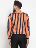 Thumbnail for Jainish Orange Men's Cotton Striped Formal Shirts ( SF 744Orange ) - Distacart