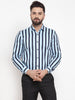 Jainish Blue Men's Cotton Striped Formal Shirts ( SF 744Sky ) - Distacart