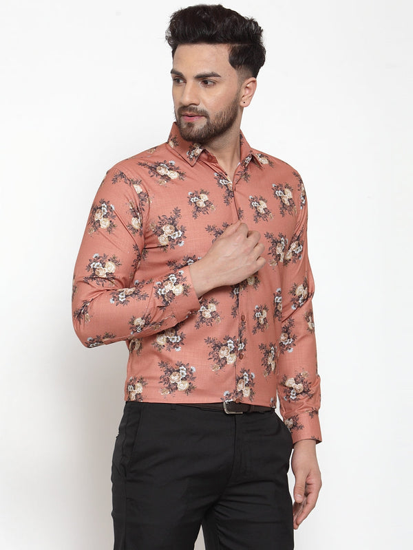 Jainish Brown Men's Cotton Printed Formal Shirt's ( SF 745Rust ) - Distacart