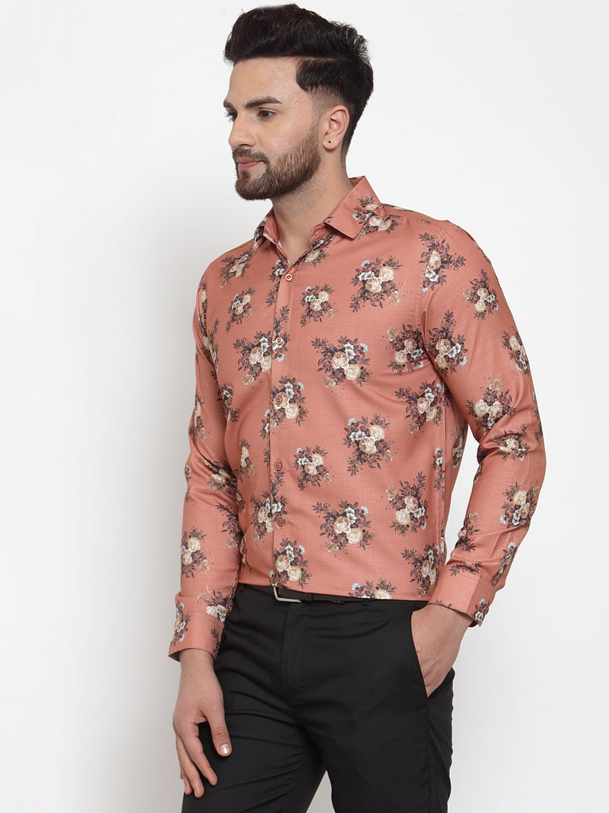 Jainish Brown Men's Cotton Printed Formal Shirt's ( SF 745Rust ) - Distacart