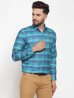 Thumbnail for Jainish Blue Men's Cotton Checked Formal Shirt's ( SF 746Sky ) - Distacart
