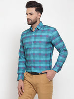 Thumbnail for Jainish Blue Men's Cotton Checked Formal Shirt's ( SF 746Sky ) - Distacart