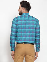 Thumbnail for Jainish Blue Men's Cotton Checked Formal Shirt's ( SF 746Sky ) - Distacart