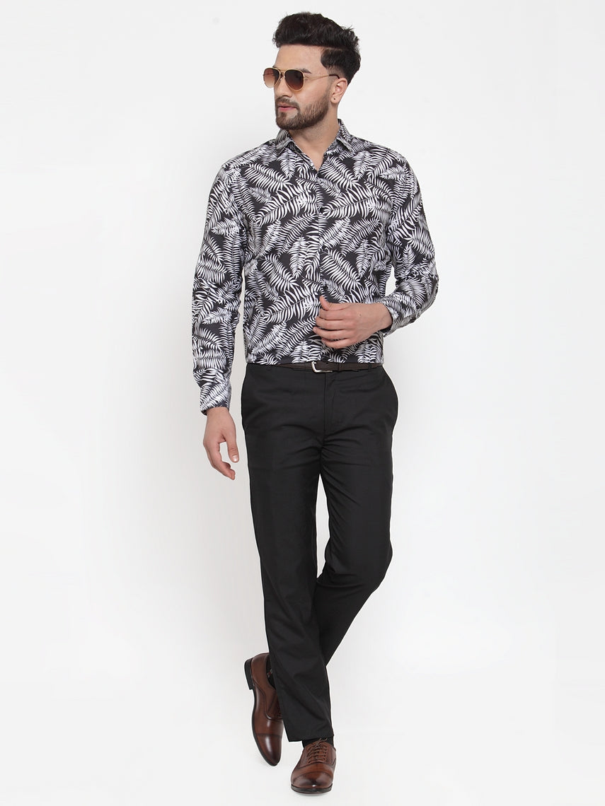 Jainish Black Men's Cotton Printed Formal Shirt's ( SF 747Black ) - Distacart