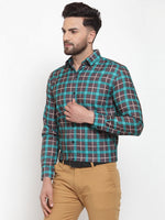 Thumbnail for Jainish Green Men's Cotton Checked Formal Shirt's ( SF 749Green-Black ) - Distacart