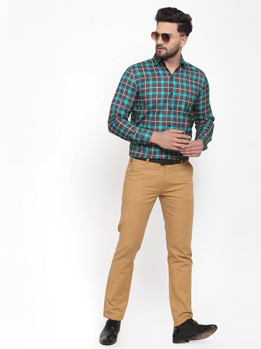 Jainish Green Men's Cotton Checked Formal Shirt's ( SF 749Green-Black ) - Distacart