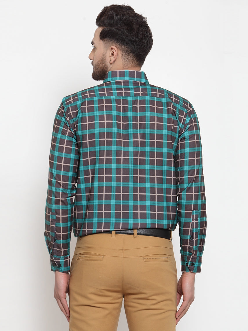 Jainish Green Men's Cotton Checked Formal Shirt's ( SF 749Green-Black ) - Distacart