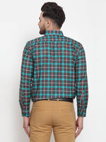 Thumbnail for Jainish Green Men's Cotton Checked Formal Shirt's ( SF 749Green-Black ) - Distacart