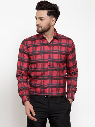 Jainish Red Men's Cotton Checked Formal Shirt's ( SF 750Red ) - Distacart
