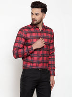 Thumbnail for Jainish Red Men's Cotton Checked Formal Shirt's ( SF 750Red ) - Distacart