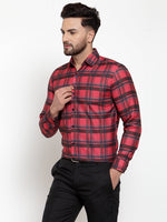 Thumbnail for Jainish Red Men's Cotton Checked Formal Shirt's ( SF 750Red ) - Distacart
