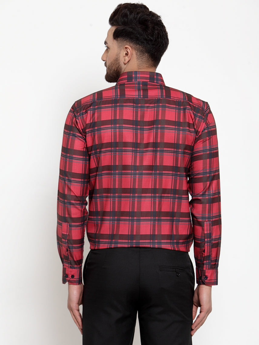Jainish Red Men's Cotton Checked Formal Shirt's ( SF 750Red ) - Distacart