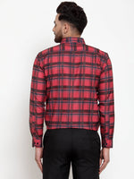 Thumbnail for Jainish Red Men's Cotton Checked Formal Shirt's ( SF 750Red ) - Distacart