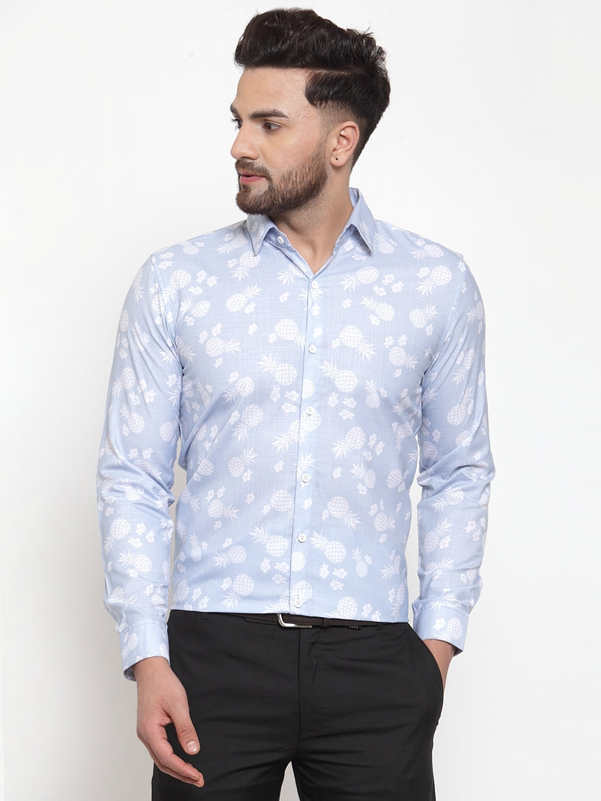 Jainish Blue Men's Cotton Printed Formal Shirt's ( SF 751Sky ) - Distacart